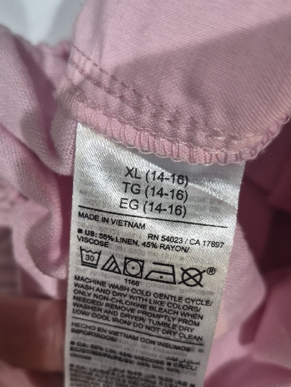 Old Navy Pale Pink Linen Drawstring Wide-Leg Pull On Pants - Picture 8 of 8